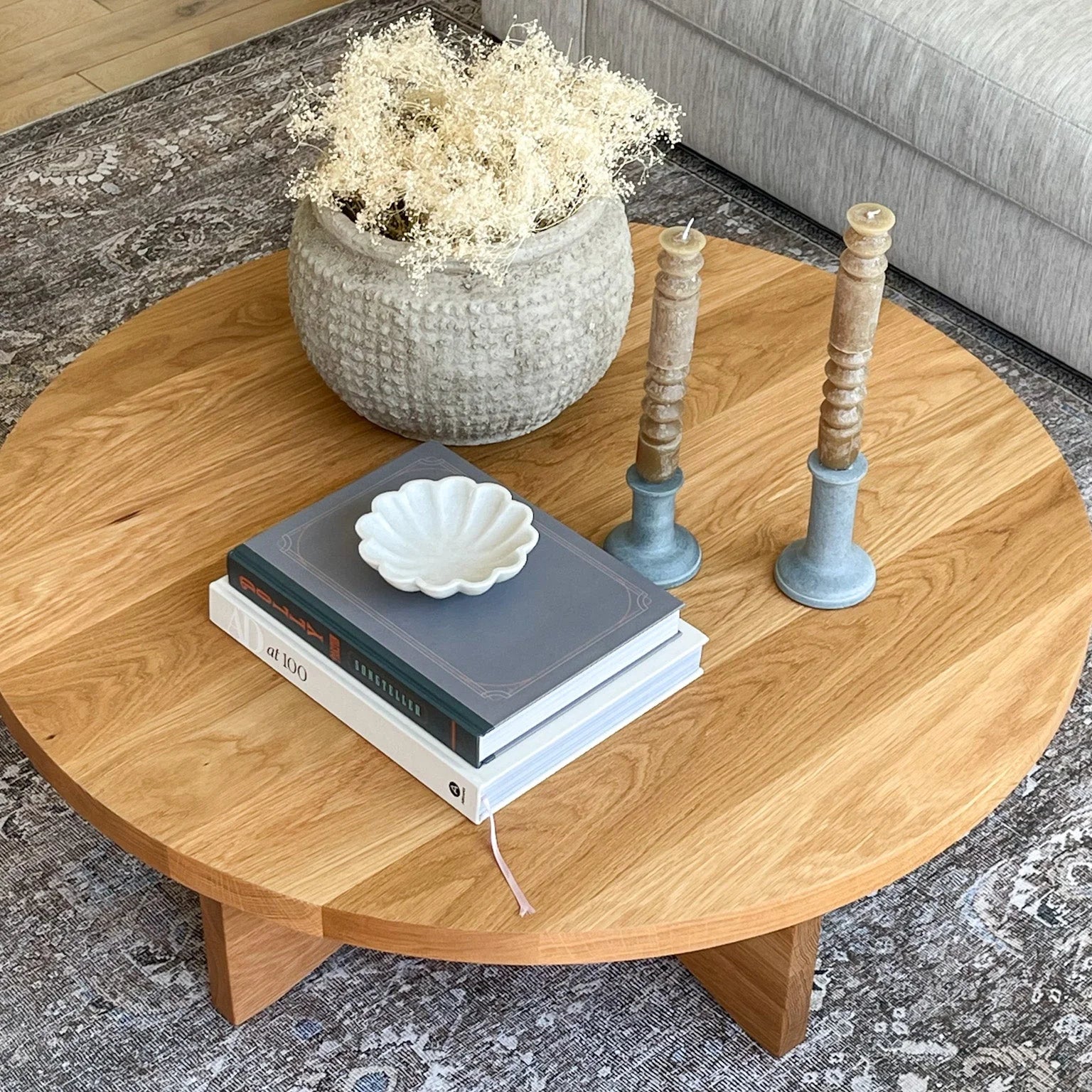 Sculptural round Wood Coffee Table