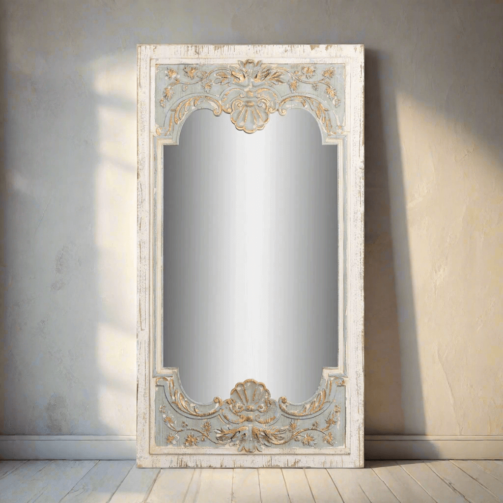 French Country Carved Wood Mirror