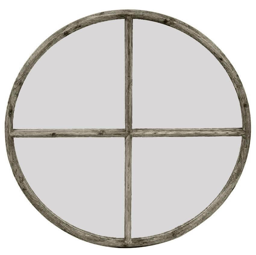 Round Wood Wall Mirror
