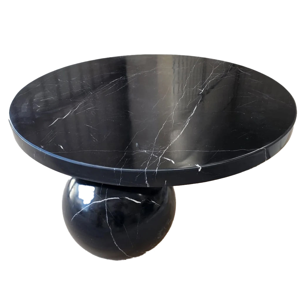 Black Marble Coffee Table with Sphere Legs