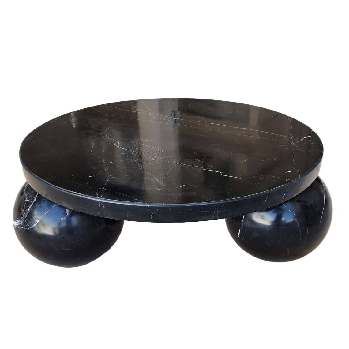 Black Marble Coffee Table with Sphere Legs
