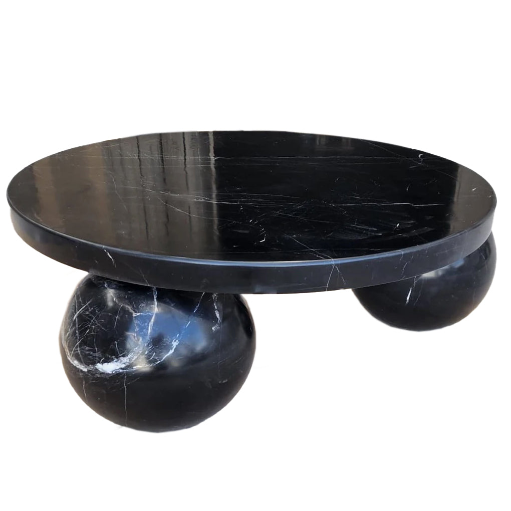 Black Marble Coffee Table with Sphere Legs