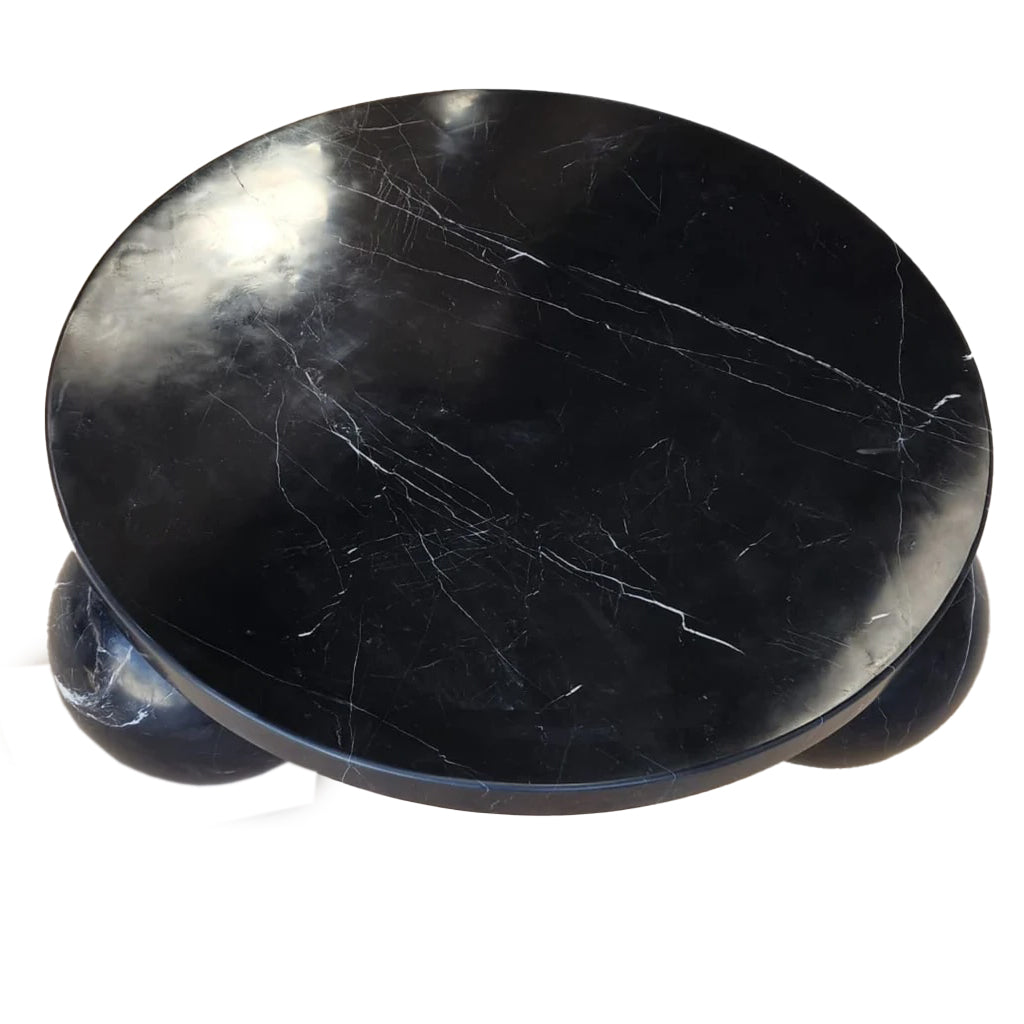 Black Marble Coffee Table with Sphere Legs