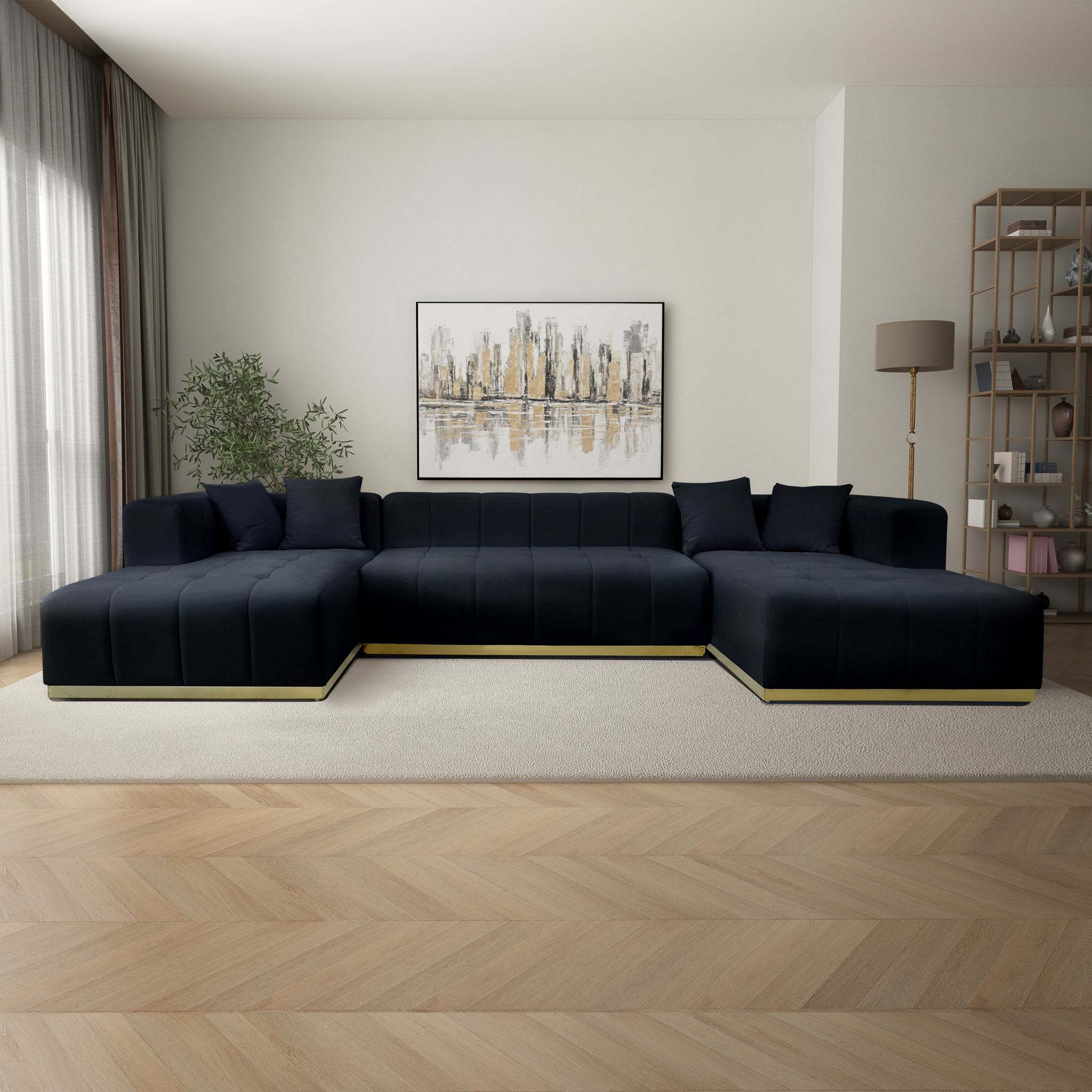 Corner Sofa - Black Velvet