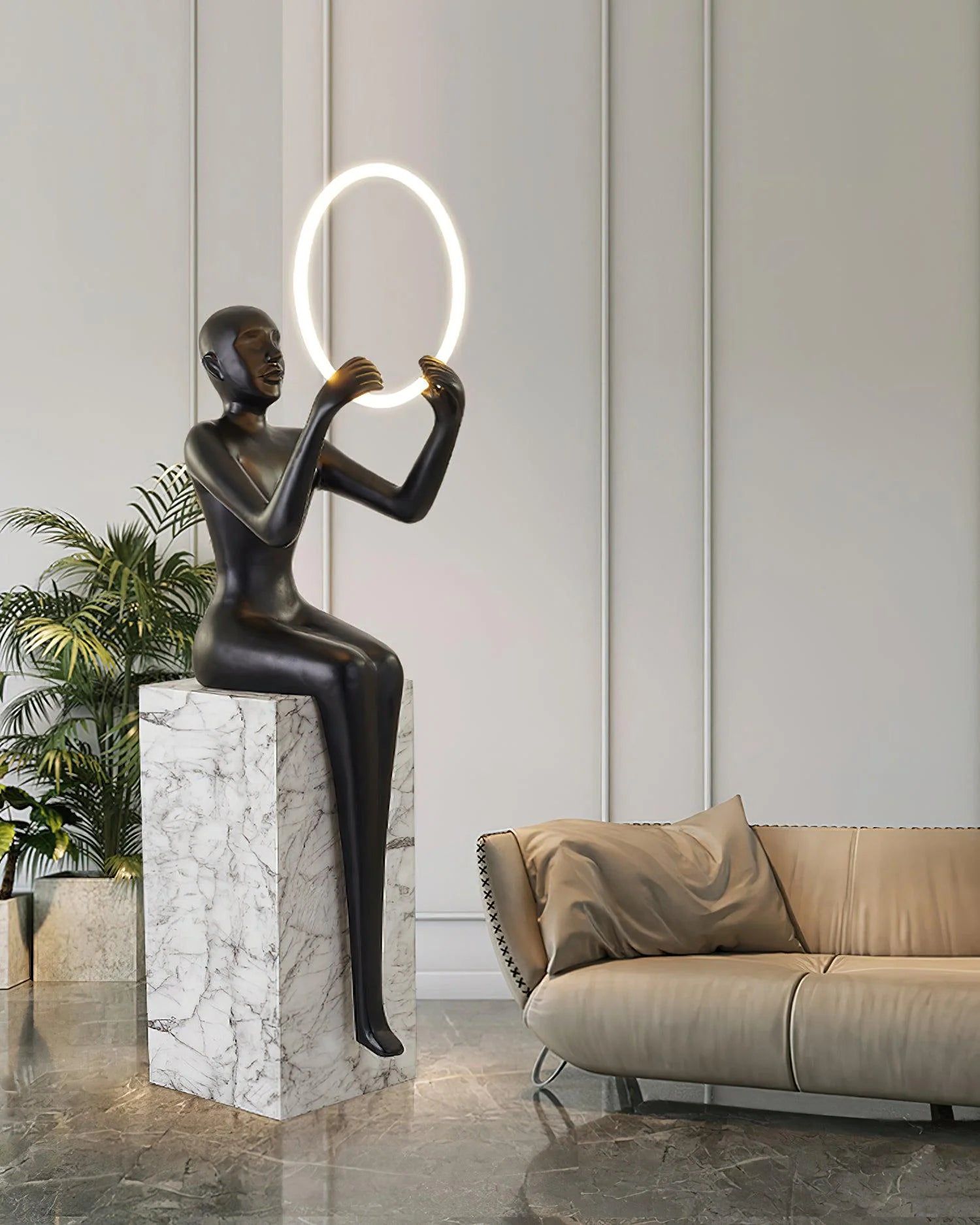 Sitting Sculpture Floor Lamp
