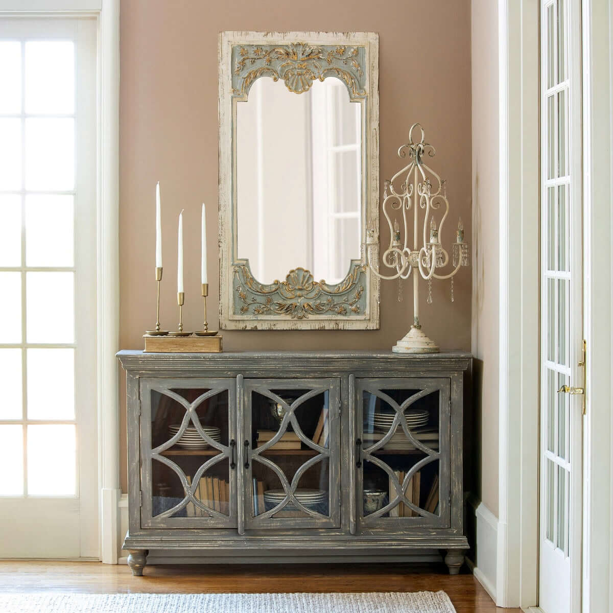 French Country Carved Wood Mirror