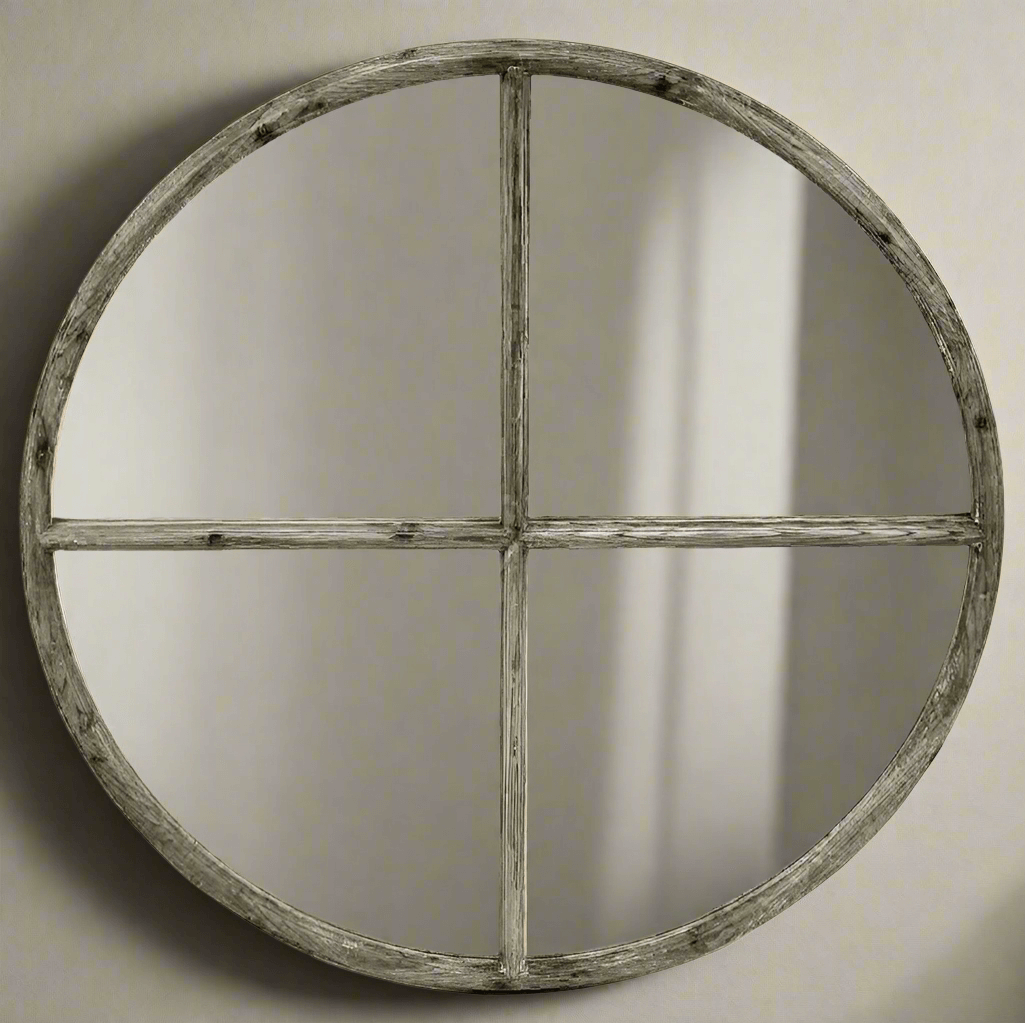 Round Wood Wall Mirror