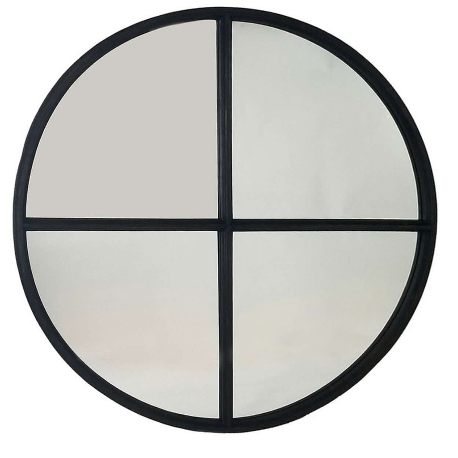 Round Wood Wall Mirror in Black