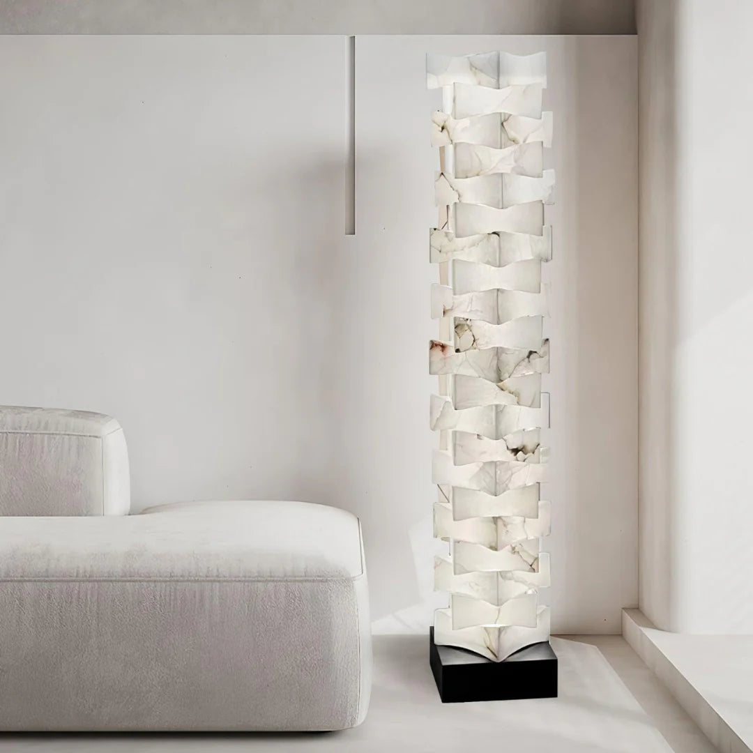 Stacked Alabaster Squares Floor Lamp
